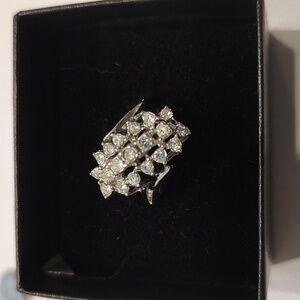 Vintage 18 Carat White Gold Plated Cubic Zirconia Waterfall Ring
